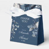 Moderne Blues & Graublütenhochzeit Geschenkschachtel (Vorderseite)