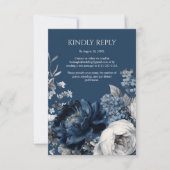 Moderne Blues & Graublütenhochzeit RSVP Karte (Vorderseite)