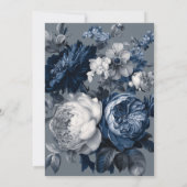 Moderne Blues & Graublütenhochzeit Save The Date (Rückseite)