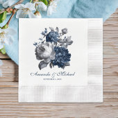 Moderne Blues & Graublütenhochzeit Serviette