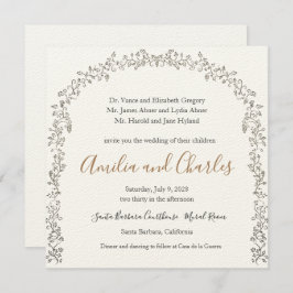 Moderne blühende Blume Hochzeitseinladung Einladung