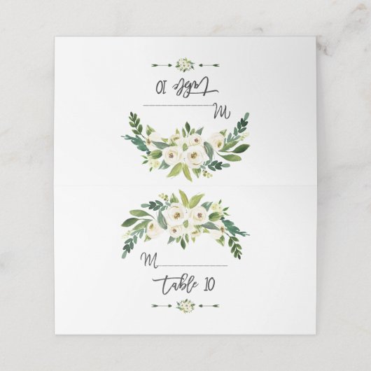 Moderne, blühende Tischnummer Platzkarte (Außenseite Aufgefaltet)