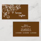 Moderne blühende Wirbel und Vögel braun Visitenkarte (Vorne/Hinten)