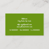 Moderne blühende Wirbel und Vögel grün Visitenkarte (Rückseite)