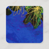 moderne Blume auf blauen Doppelseiten Quadratische Visitenkarte (Rückseite)