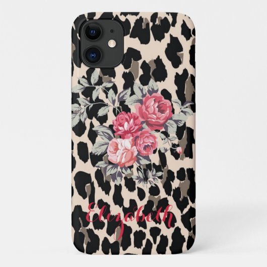 Moderne Blume auf Leopard-Printmedien Case-Mate iPhone Hülle (Rückseite)