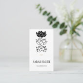 Moderne Blume aus schwarzweißem Lotus Visitenkarte (Stehend Vorderseite)