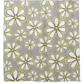 Moderne Blume aus Weiß und Gelb Daisy Grau Duschvorhang (Vorderseite)