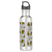 Moderne Blume aus Weißer Goldener Lilie Edelstahlflasche (Rückseite)