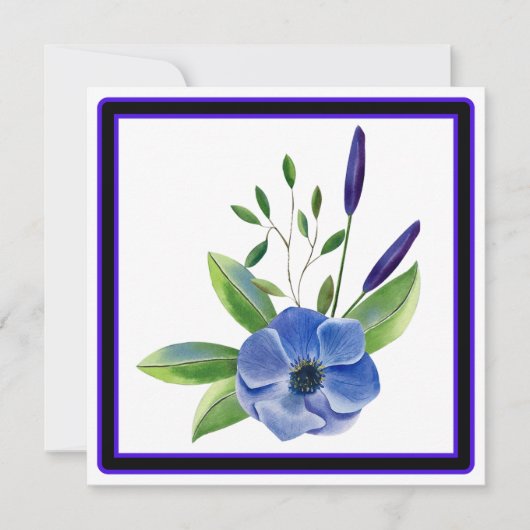 MODERNE BLUME, BLANK INSIDE, QUADRAKARTE EINLADUNG (Vorderseite)