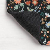 Moderne Blume Blätter Black Orange Blue Floral Mousepad (Ecke)