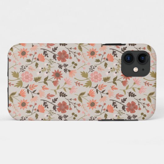 Moderne Blume Blätter Pink Girly Floral Case-Mate iPhone Hülle (Rückseite (Horizontal))