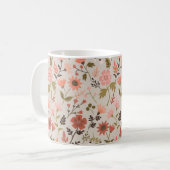 Moderne Blume Blätter Pink Gold Floral Kaffeetasse (Vorderseite Links)