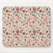 Moderne Blume Blätter Rosa grüne Girly-Blüte Mousepad (Vorne)