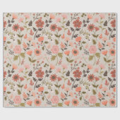 Moderne Blume Blätter Rosa Rost Girly Floral Geschenkpapier (Flach)