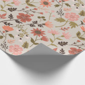 Moderne Blume Blätter Rosa Rost Girly Floral Geschenkpapier (Ecke)