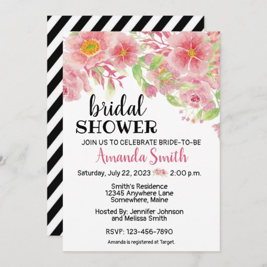 Moderne Blume Blumendusche Einladung (Vorne/Hinten)