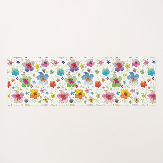 Moderne Blume Blumenmuster farbig Yogamatte (Rückseite (Horizontal))