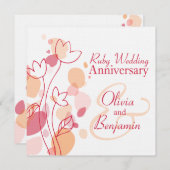 Moderne Blume Blütenblätter Rot rubiner Hochzeit e Einladung (Vorne/Hinten)