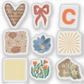 Moderne Blume Bow und Muster Scrapbooking Aufkleber (Vorderseite)
