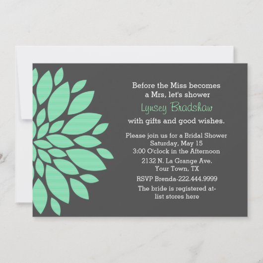 Moderne Blume Bridal Dusche Einladung (Vorderseite)