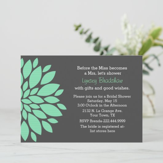 Moderne Blume Bridal Dusche Einladung (Stehend Vorderseite)