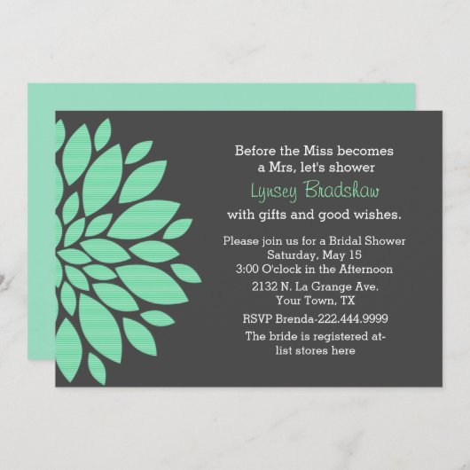 Moderne Blume Bridal Dusche Einladung (Vorne/Hinten)