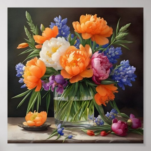 Moderne Blume der Plakatkunst Poster (Vorne)