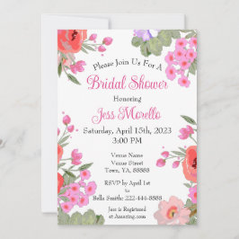 Moderne Blume des Blumenrosa Gartens Brautparty Einladung