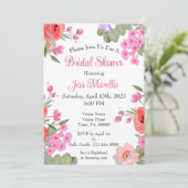 Moderne Blume des Blumenrosa Gartens Brautparty Einladung (Stehend Vorderseite)