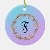 Moderne Blume des Farbverlaufs Monogramm Name Keramik Ornament (Vorne)