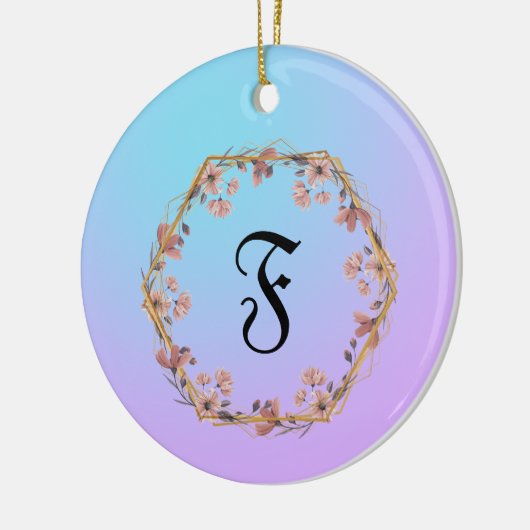 Moderne Blume des Farbverlaufs Monogramm Name Keramik Ornament (Links)