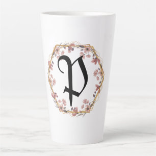 Moderne Blume des Farbverlaufs Monogramm Name Milchtasse