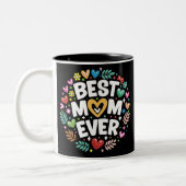 Moderne Blume die beste Mutter aller Zeiten Zweifarbige Tasse (Links)