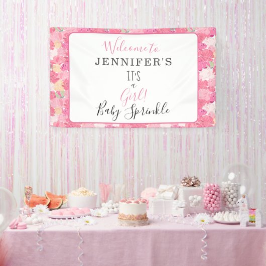 Moderne Blume Es ist ein Mädchen! Baby Sprinkle Wi Banner (Party)
