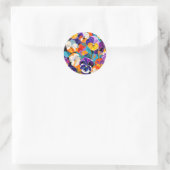 Moderne Blume für Abstrakte Stiefmütterchen Runder Aufkleber (Tasche)