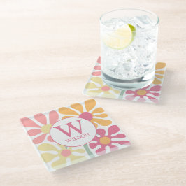 Moderne Blume für die Farbe des Wassers in der Fam Glasuntersetzer