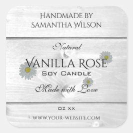 Moderne Blume für Weißholz-Körner Quadratischer Aufkleber