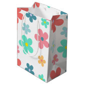 Moderne Blume Geburtstagsparty Mittlere Geschenktüte (Rückseite Schrägansicht)