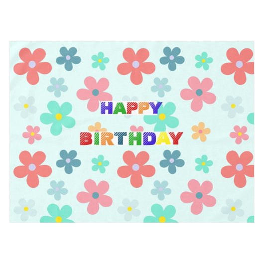 Moderne Blume Geburtstagsparty Tischdecke (Vorderseite (Horizontal))