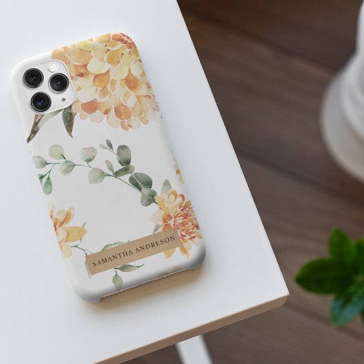 Moderne Blume Gelb & Kraft Personalisiertes Gesche iPhone Hülle