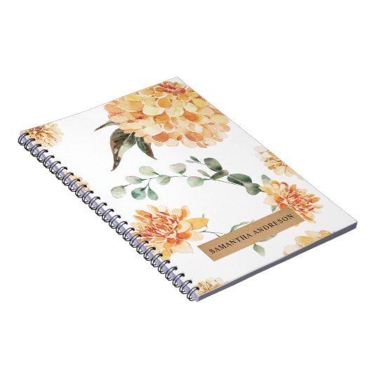 Moderne Blume Gelb & Kraft Personalisiertes Gesche Notizblock (Rechte Seite)