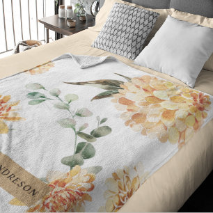 Moderne Blume Gelb & Kraft Personalisiertes Gesche Sherpadecke