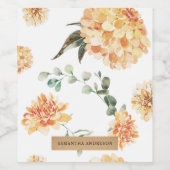 Moderne Blume Gelb & Kraft Personalisiertes Gesche Weinetikett (Einzelnes Label)