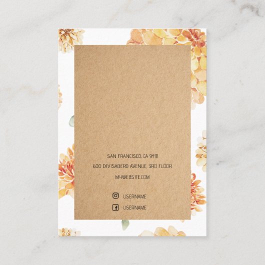 Moderne Blume Gelb- und Kraft-Ertragshalter Visitenkarte (Rückseite)