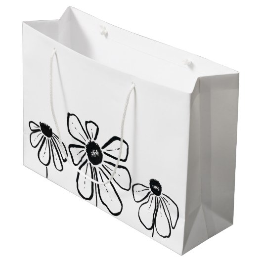 Moderne Blume Geschenktasche Große Geschenktüte (Vorderseite Schrägansicht)