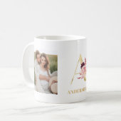 Moderne Blume Gold Letter A | Monogramm für zwei F Kaffeetasse (Vorderseite Links)