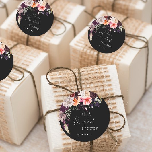 Moderne Blume & Grünes Brautparty Runder Aufkleber