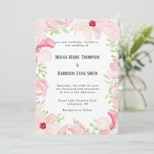 Moderne Blume Hochzeitsfeiern Einladung (Stehend Vorderseite)