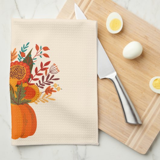 Moderne Blume im Herbst in Pumpkin Geschirrtuch (Viertel Falte)